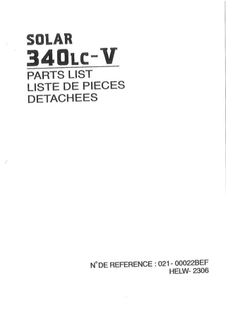 DAEWOO DOOSAN SOLAR 340LC-V EXCAVATOR Parts Catalogue Manual