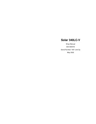 DAEWOO DOOSAN SOLAR 340LC-V EXCAVATOR Service Repair Manual SN：1001 and Up