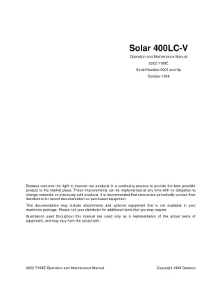 Daewoo Doosan Solar 400LC-V Excavator Operation and Maintenance manual