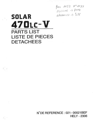 DAEWOO DOOSAN SOLAR 470LC-V EXCAVATOR Parts Catalogue Manual