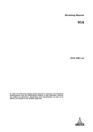 Deutz Fahr 914 Engine Service Repair Manual
