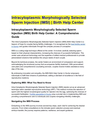 Intracytoplasmic Morphologically Selected Sperm Injection (IMSI) _ Birth Help Center