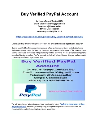 Buy Verified PayPal Account