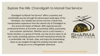 Chandigarh to Manali Taxi Service