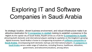 Exploring IT and Software Companies in Saudi Arabia