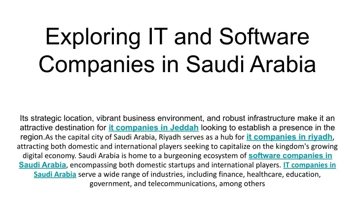 exploring it and software companies in saudi