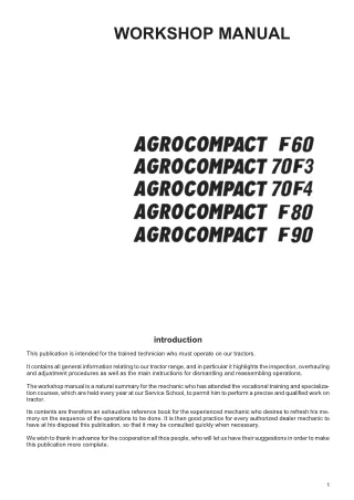 Deutz Fahr AGROCOMPACT F80 Tractor Service Repair Manual