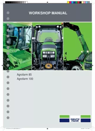 Deutz Fahr AGROFARM 85 Tractor Service Repair Manual