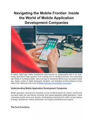 navigating the mobile frontier inside the world