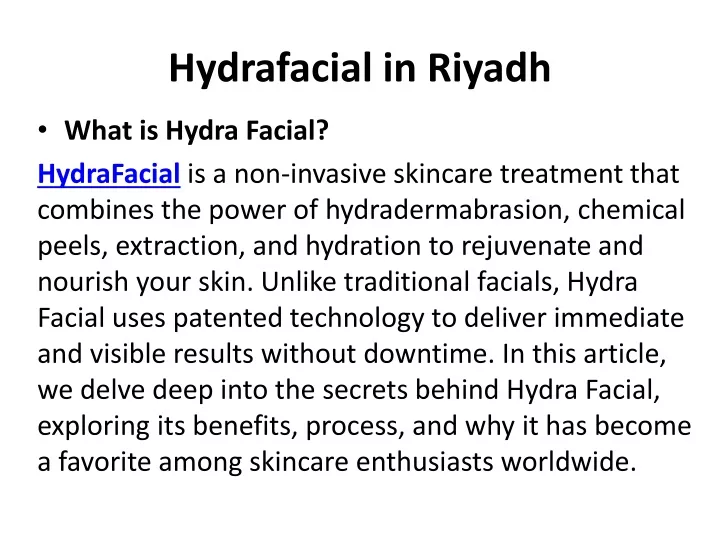 hydrafacial in riyadh