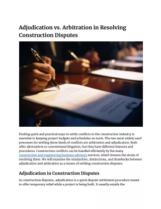 Adjudication vs Arbitration in Resolving Construction Disputes