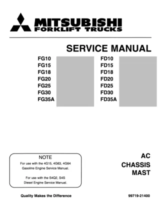 Mitsubishi FG25 Forklift Trucks Service Repair Manual SN F17B-53947-UP