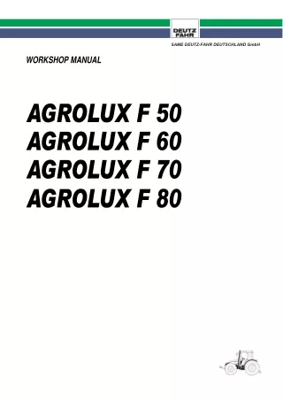 Deutz Fahr AGROLUX F60 Tractor Service Repair Manual