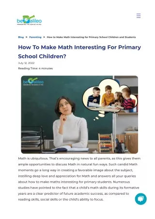 How To Make Math Interesting For Primary School Children?
