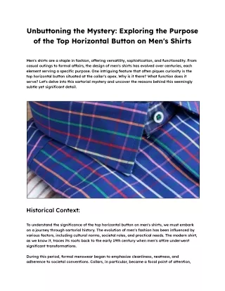 Unbuttoning the Mystery_ Exploring the Purpose of the Top Horizontal Button on Men's Shirts