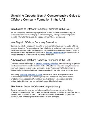 Unlocking Opportunities_ A Comprehensive Guide to Offshore Company Formation in the UAE