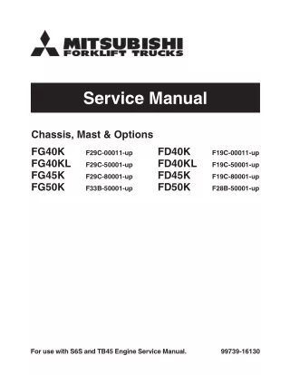 MITSUBISHI FG40KL FORKLIFT TRUCKS Service Repair Manual SN：F29C-50001-UP