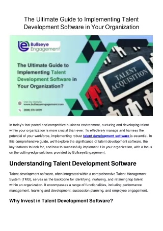The Ultimate Guide to Implementing Talent Development Software in Your Organization