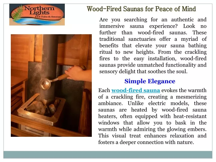 wood fired saunas for peace of mind