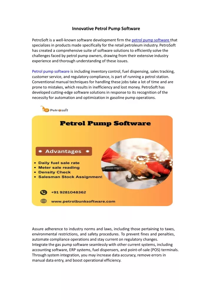 innovative petrol pump software petrosoft