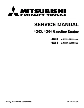Mitsubishi FGC15 Forklift Trucks (Engine) Service Repair Manual