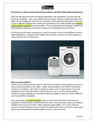 Everything You Need to Know About Dehumidifiers and British Made Washing Machines