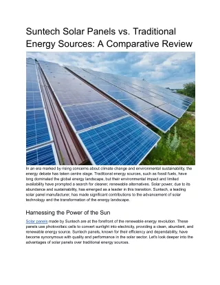 Suntech Solar Panels vs. Traditional Energy Sources_ A Comparative Review