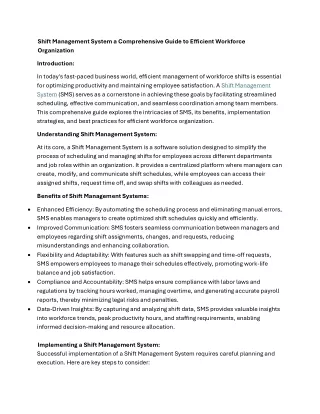 shift management system a comprehensive guide