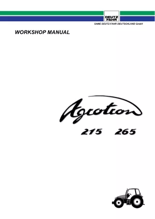 Deutz Fahr AGROTRON 215 Tractor Service Repair Manual