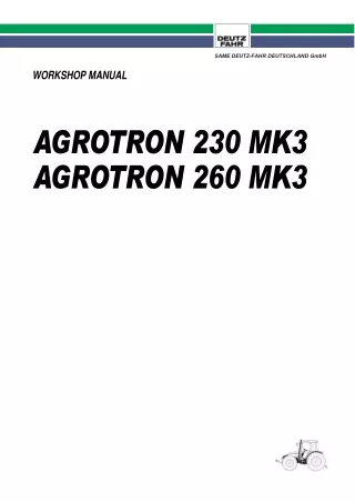 Deutz Fahr AGROTRON 230 MK3 Tractor Service Repair Manual