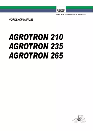Deutz Fahr AGROTRON 265 Tractor Service Repair Manual
