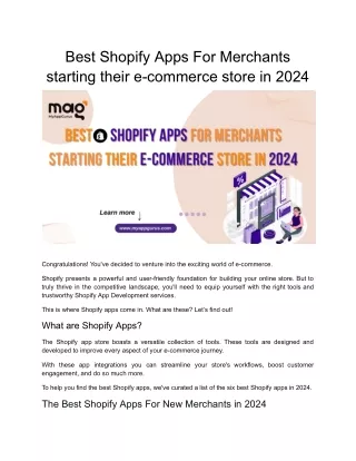 The Best Shopify Apps to grow New Ecommerce Stores in 2024