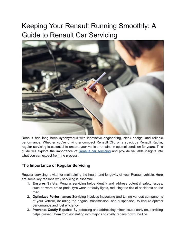 keeping your renault running smoothly a guide