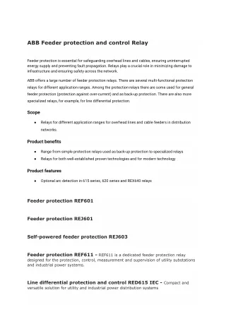 ABB Feeder protection Relay Price list_WOW Electricals