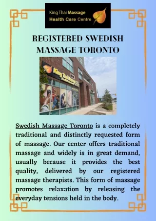 Registered Swedish Massage Toronto: Relaxation in the City