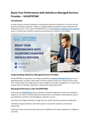 Boost Your Performance with Salesforce Managed Services Provider