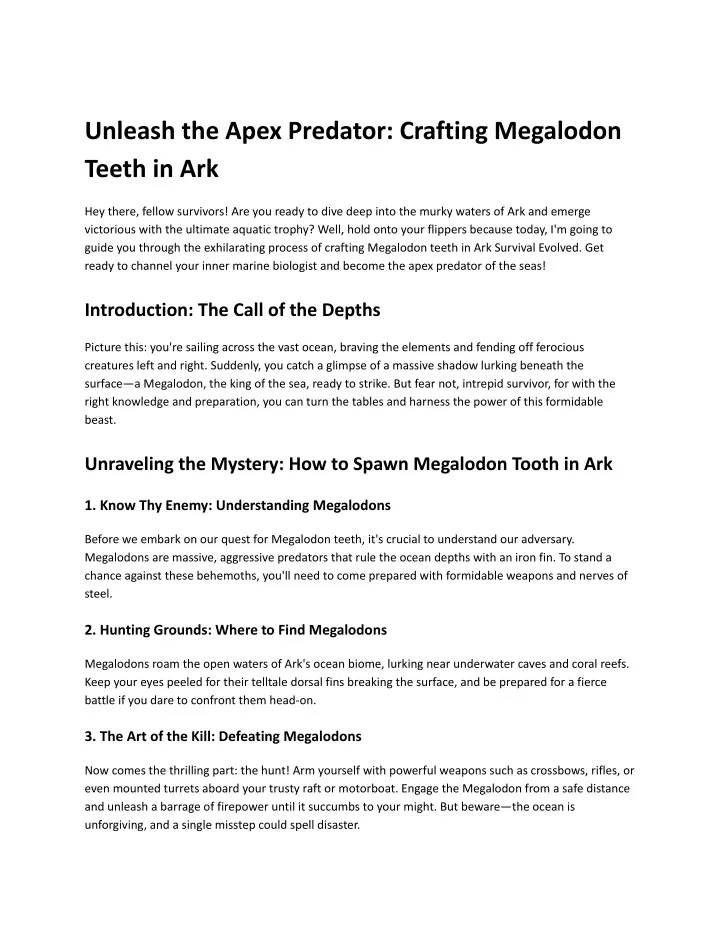 unleash the apex predator crafting megalodon