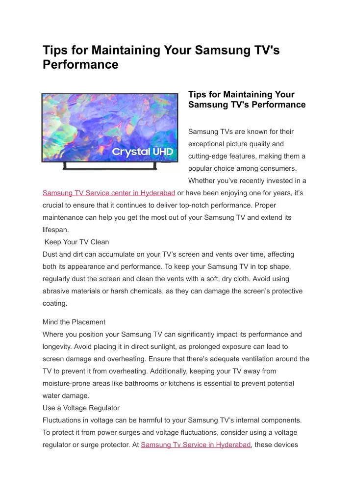 tips for maintaining your samsung tv s performance