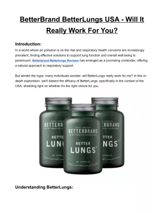 BetterBrand BetterLungs USA - Will It Really Work For You