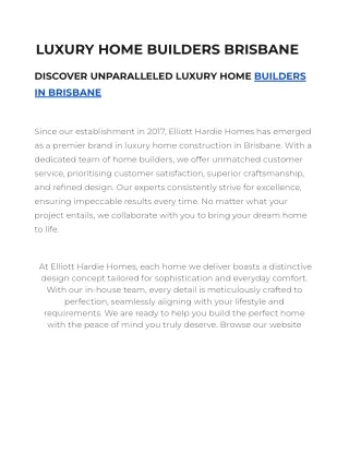 Crafting Luxury Living: Elliott Hardie Homes, Luxury Home Builders in Brisbane