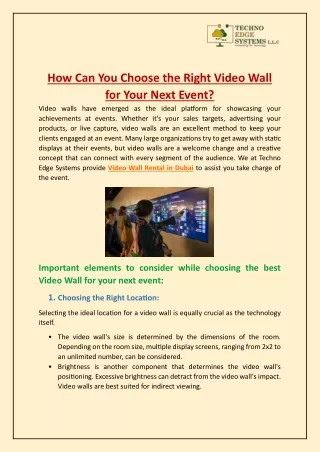 How Can You Choose the Right Video Wall for Your Next Event?