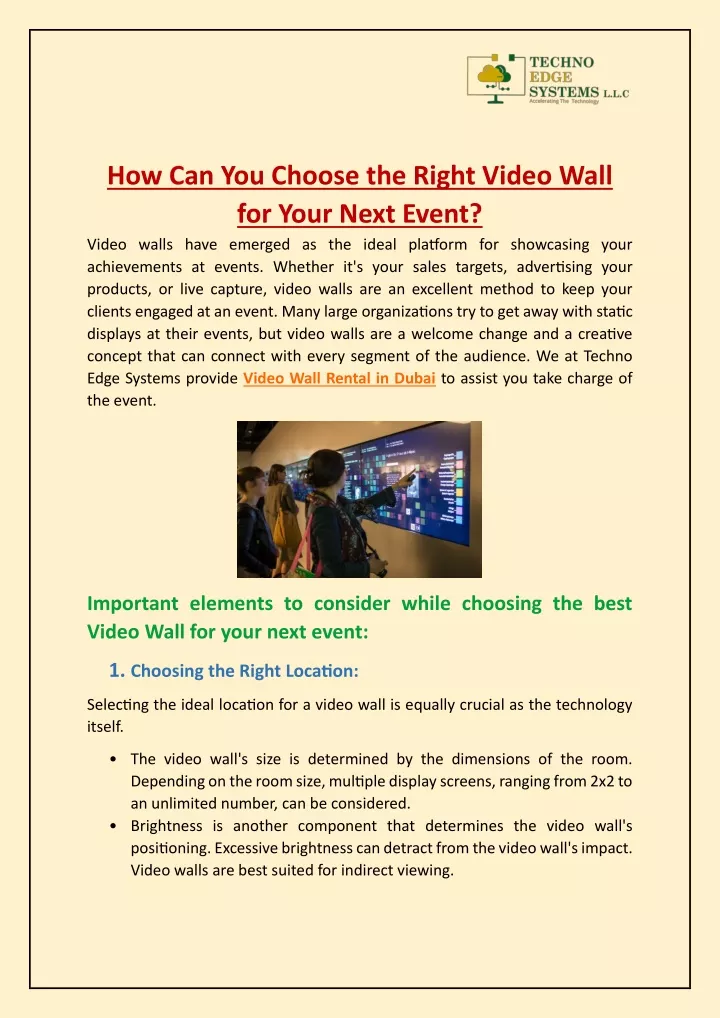 how can you choose the right video wall for your