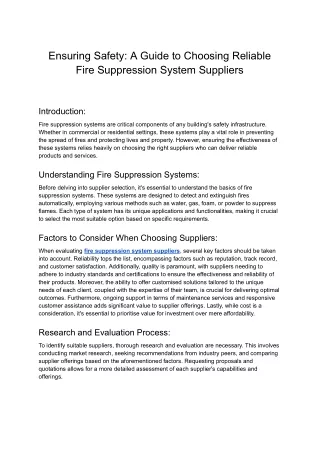 Ensuring Safety_ A Guide to Choosing Reliable Fire Suppression System Suppliers
