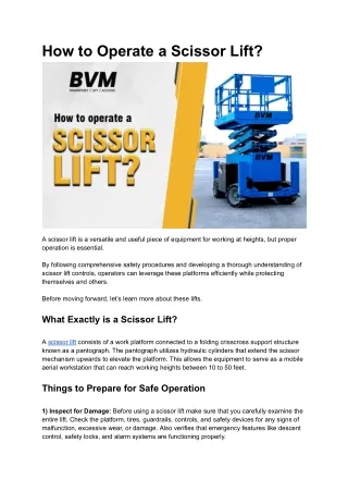 How to Operate a Scissor Lift?