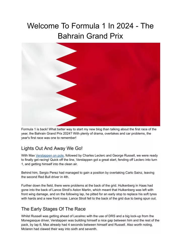 welcome to formula 1 in 2024 the bahrain grand