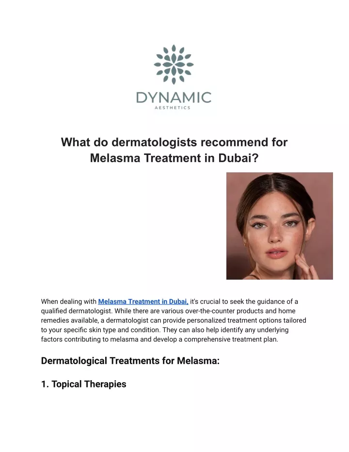 what do dermatologists recommend for melasma