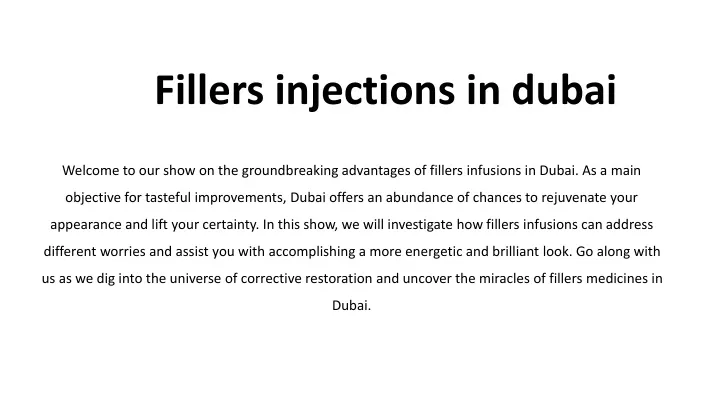 fillers injections in dubai