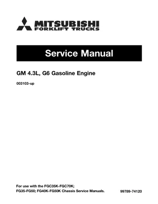 Mitsubishi FGC45K Forklift Trucks (Engine) Service Repair Manual