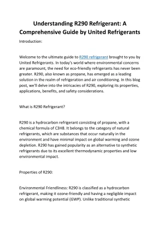 Understanding R290 Refrigerant