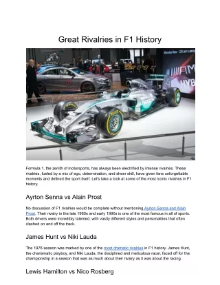 Great Rivalries in F1 History